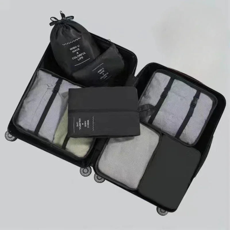 Conjunto organizador de malas de viagem com 7 peças – Roupas, sapatos e acessórios
