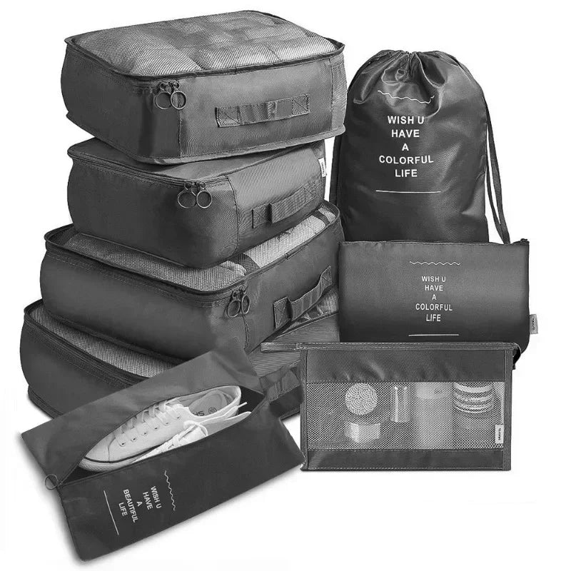 Conjunto organizador de malas de viagem com 7 peças – Roupas, sapatos e acessórios