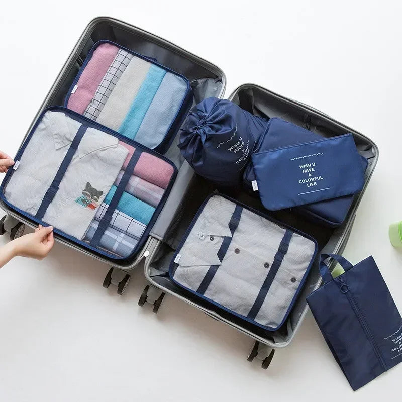 Conjunto organizador de malas de viagem com 7 peças – Roupas, sapatos e acessórios