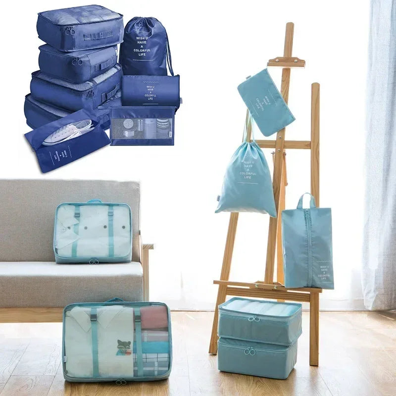 Conjunto organizador de malas de viagem com 7 peças – Roupas, sapatos e acessórios