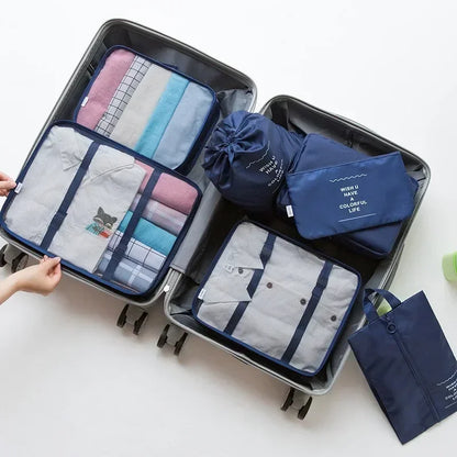 Conjunto organizador de malas de viagem com 7 peças – Roupas, sapatos e acessórios