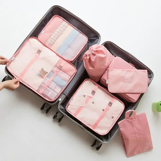 7-Piece Travel Bag Organiser Set – Clothes, Shoes & Accessories